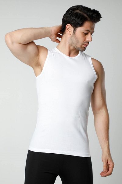 Hmd 511 3-Piece Ribbed Crew Neck Zero Sleeve Men's Undershirt - White