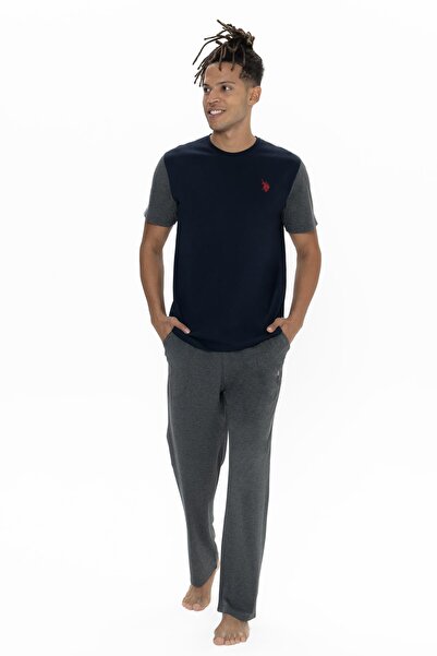 U.S. Polo Assn. U.S. Polo Men's Color Block Summer Pajama Suit with Short Sleeve Crew Neck and Pockets