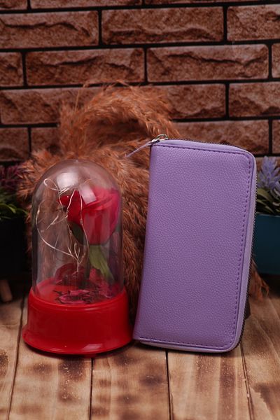 Ozka Leather Collection Lilac Long Vegan Leather Portfolio Card Holder - Rose Gift
