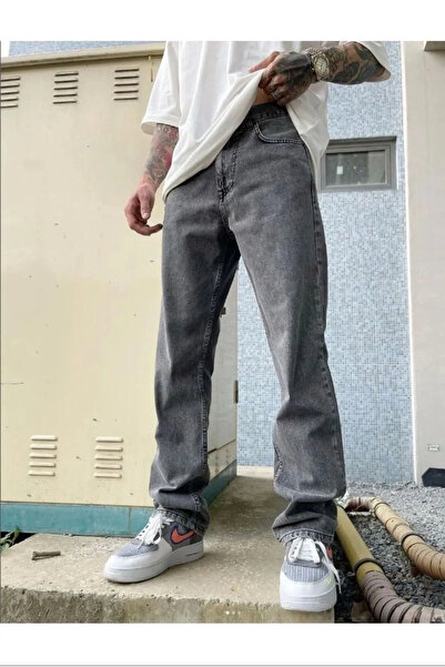 More Yıkamalı Gri Baggy Pantolon