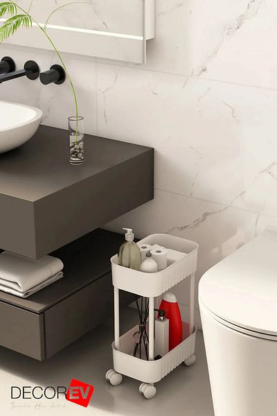 decorev 2 Tier Organizer Shelf - Bathroom and Kitchen Organizer White