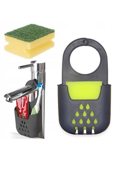 Factorial Hanging Sponge Holder Dish Sponge Hanger Silicone Sponge Organizer and Strainer for Sinks and Sinks