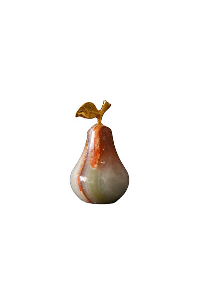 Handmade Pear Figure in Natural Onyx Stone – 5 cm Decorative Stone Object