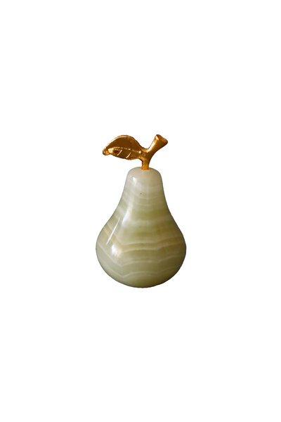Handmade Pear Figure in Natural Onyx Stone – 5 cm Decorative Stone Object