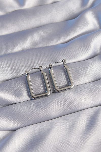 suhleco 316L Steel Silver Color Rectangular Model Earrings