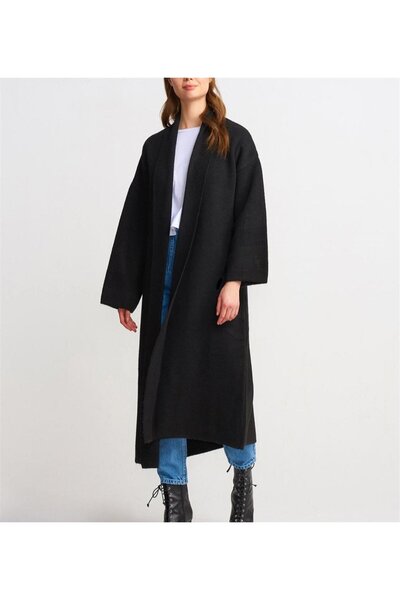 MADAMMERY Black Knitwear Thick Long Oversize Loose Cardigan