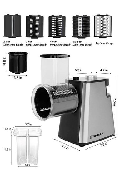 HARLEM 1500W 6 Head Multifunctional Vegetable and Fruit Chopper + Potato Slicer Rondo