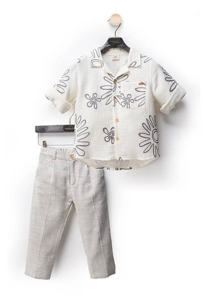 Midimod Costum pentru băiat cu cămașă cu mânecă lungă și pantaloni