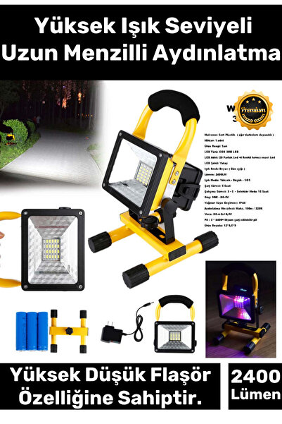 Carlburn Premium 2400 Lümen IP44 Su Geçirmez 4400 Lityum Pil 100 Metre Menzil...