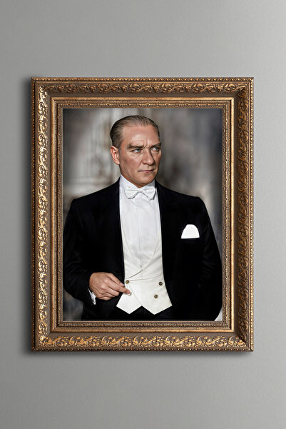 epiqart Atatürk Portresi - Vintage Desenli Çerçeve