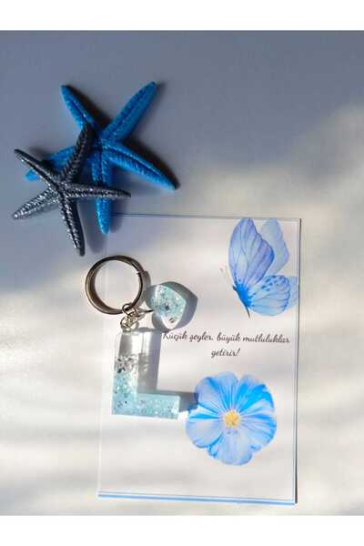 demirbasavm سلسلة مفاتيح إيبكسي مصنوعة يدويًا على شكل حرف L لعيد الأم