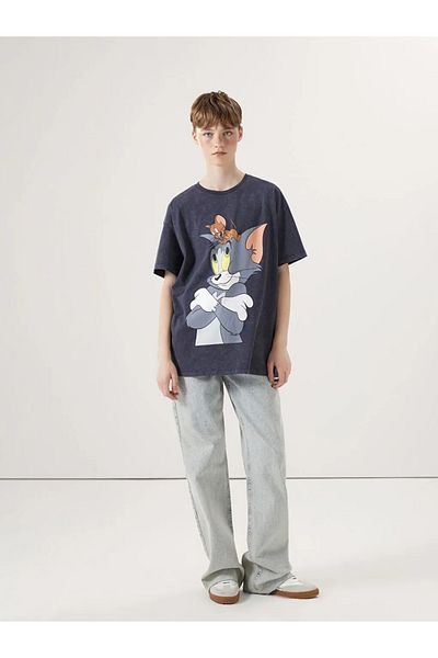 LC Waikiki Xside Anthracite Tom & Jerry Printed Women's T-Shirt - Crew Neck t t