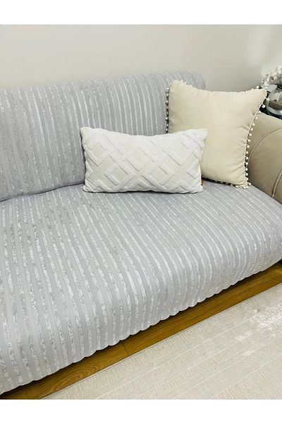 Göksal Suvari Bamboo Striped Sponge Velvet Non-Slip Sofa Bed Cover 170X210