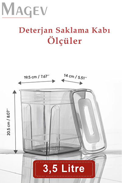 MAGEV PLASTİK 2'li Deterjan Saklama Kutusu Kapaklı Toz Ve Tablet Deterjan Saklama Kabı 3,5 Litre