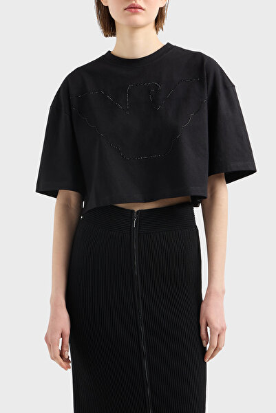 Emporio Armani 100% Cotton Stone Regular Fit Crew Neck Crop t Shirt t Shirt Ew 000897 Af125