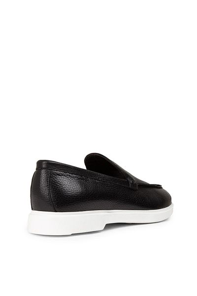 Deery Men's Genuine Leather Black Loafer Shoes