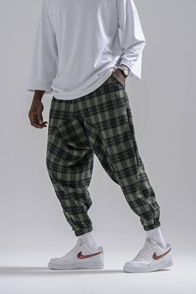 Superbluemexico Παντελόνι Unisex Jacquard από ελαστικό υλικό, καρό, φαρδύ