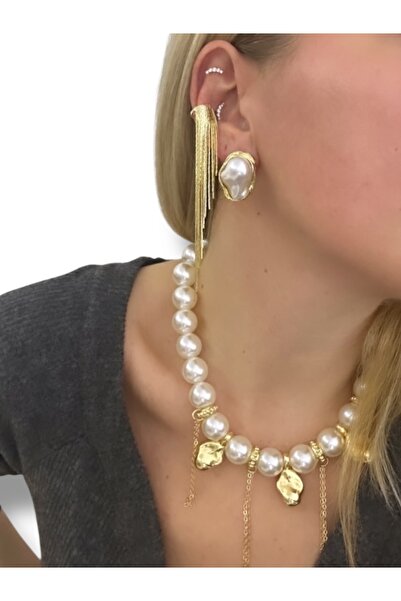 Finery by Nerrs Gold zincir detaylı İnci kolye