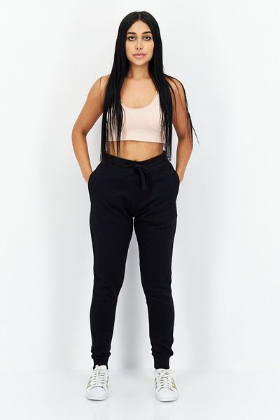 French Connection Women Drawstring Side Pocket Fleece Sweatpants, Black