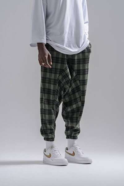 Superbluemexico Παντελόνι Unisex Jacquard από ελαστικό υλικό, καρό, φαρδύ