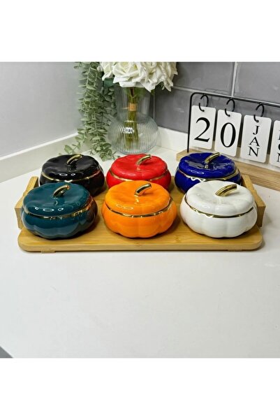 Lavin Evi̇msahane Honey Gourd Porcelain 6 Colors Breakfast Set & Breakfast