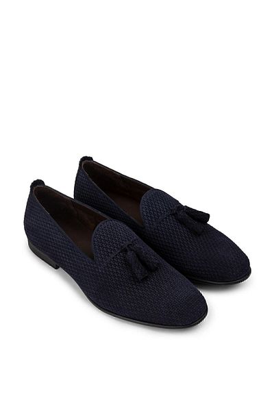 Deery Γνήσιο ανδρικό loafer Nubuck Navy Blue Tassel