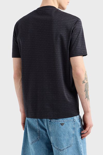Emporio Armani Ανδρικό μπλουζάκι με λογότυπο Jacquard με κανονική εφαρμογή με λαιμόκοψη EM000787 AF12916