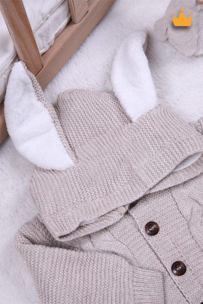 Babyhola Velsoft Knitwear Rabbit Eared Jumpsuit for Baby Boys and Girls 2800