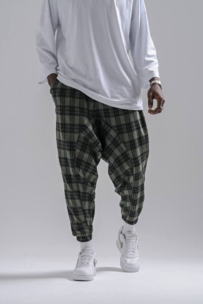 Superbluemexico Παντελόνι Unisex Jacquard από ελαστικό υλικό, καρό, φαρδύ