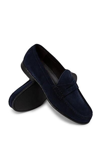 Deery Hakiki Süet Lacivert Loafer Erkek Ayakkabı