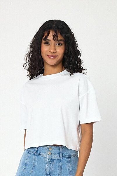 By Caspita Fashion Lenithra Γυναικείο Oversize Λευκό Crop