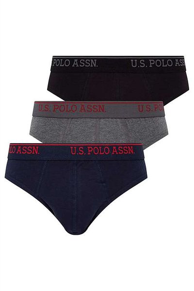 U.S. Polo Assn. Η.Π.Α. Polo Assn. 80436 Μαύρο Γκρι Ναυτικό Μπλε Ανδρικό Slip 3 τεμαχίων