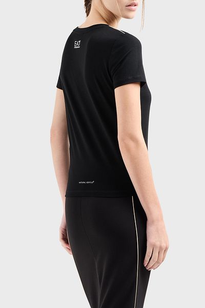 EA7 Тениска с принтирано деколте Slim Fit и еластично лого AF12945