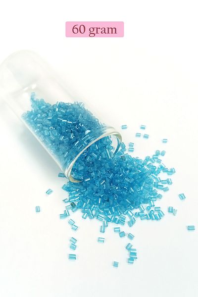 Angoravi Cut Glass Beads 2mm - 60 Grams - Transparent Turquoise - Bnc397