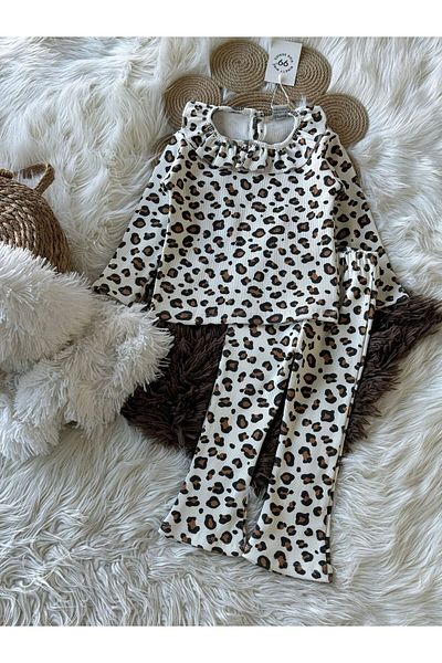 babymoon kids Leopard Patterned Twill Double Girl's Set