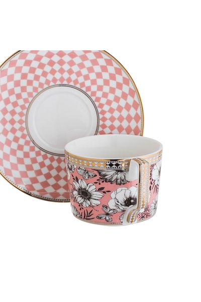HIC Gold Plated Ceramic Tea Cup Set Of 2 Cups