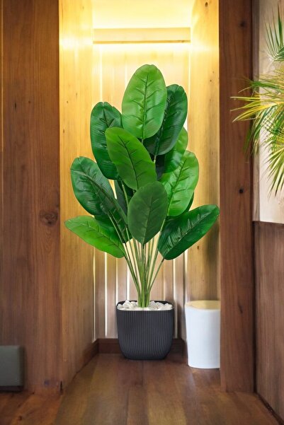SY Vista Yapay Starliçe - Starliçe  18 Yaprak Çizgili Saksı 90 cm