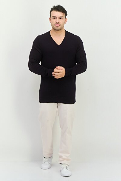 French Connection Men V-Neck Knitted Sweater, Navy