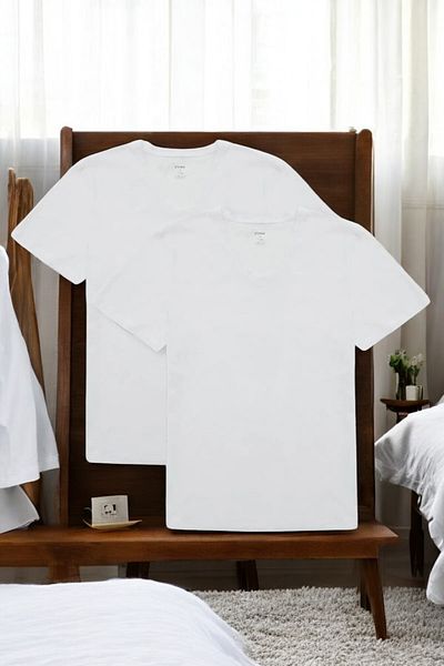 Eros Ανδρικό Σετ 2 Βαμβακερά T-Shirts με λαιμόκοψη V - Κοντό μανίκι 100% βαμβάκι k60.TG12WV25e