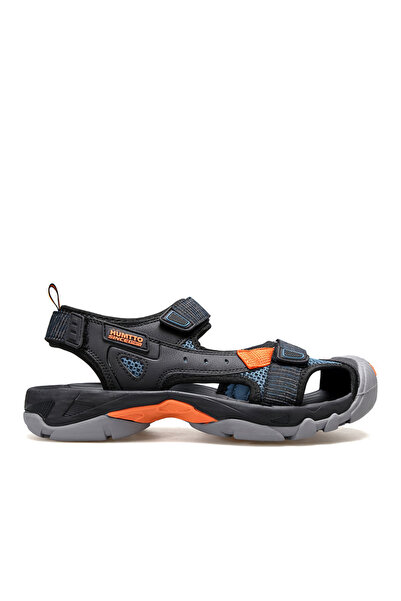 HUMTTO Burnu Kapalı Siyah Lacivert Cırtlı Erkek Outdoor Trekking Spor Sandalet