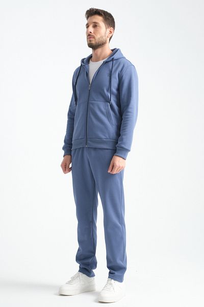 Shooter Men's Winter Indigo Tracksuit Set - Lamb Raster, Hoodie, Minimal Logo