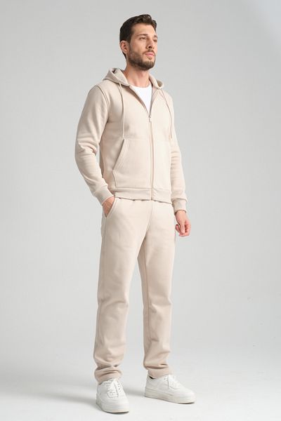 Shooter Men's Beige Winter Tracksuit Set - Lamb Hoodie, Regular Fit, Minimal Logo, Hoodie