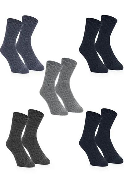MUK COLLECTİON Men's Sheep Wool Winter Thermal Effect Socks -5 Pairs