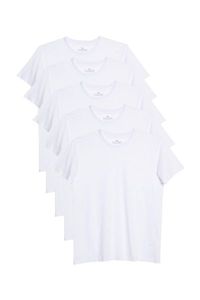 Tudors Μπλουζάκι Unisex 5 Pack White Slim Fit Slim Fit 100% βαμβακερό μπλουζάκι με λαιμόκοψη