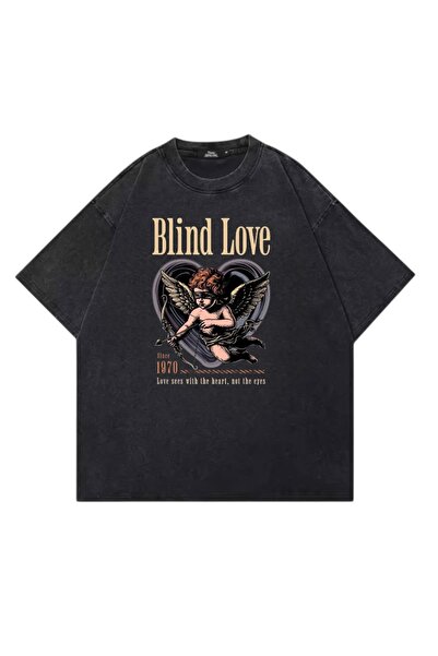 DEEFWEAR Tricou unisex vintage, lavabil, imprimat Blind Love