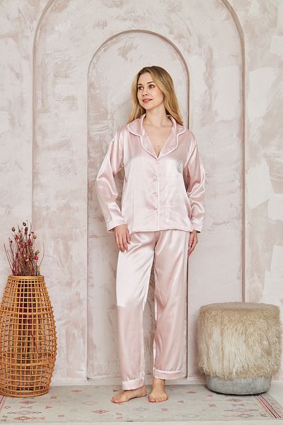 SATTENS Silky Satin Women's Pyjamas Set Straight Pattern Biased Pyjamas Dower Set