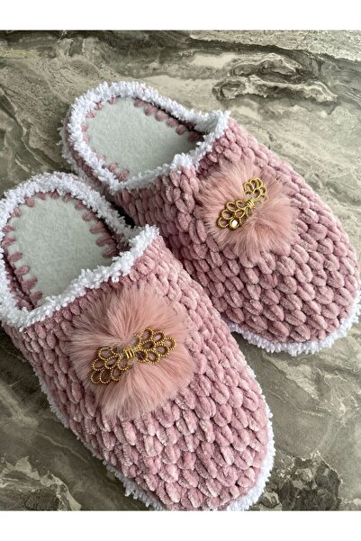 Pembe Portakal Sevgililer günü özel tasarım örgü ev terliği