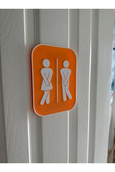HobiHub Στολίδι πόρτας WC - Διασκεδαστική πινακίδα πόρτας με γυναικεία και ανδρική φιγούρα