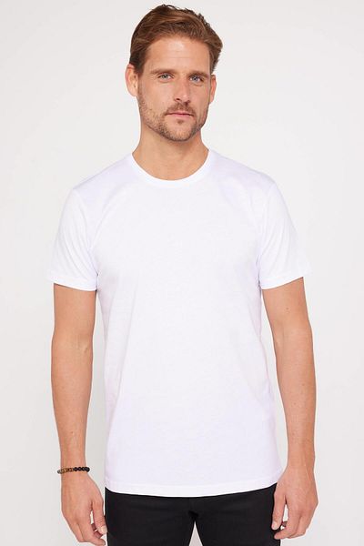 Tudors Μπλουζάκι Unisex 5 συσκευασιών Μαύρο-Λευκό-Χακί-Βουργουνδί-Μινκ Slim Fit Slim Cut 100% Cotton Crew Neck T-shirt