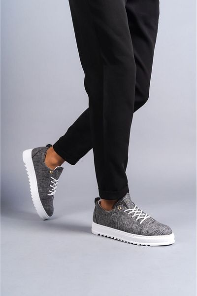 Arda SLW152 Cool Linen Men's Sneakers - Lace-up, Gray